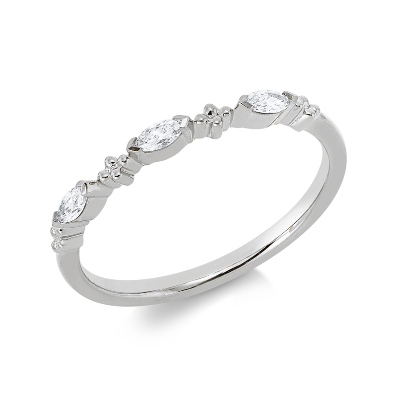 Ring 18 kt WG, 3 Nav. 0,12 ct, TW-si