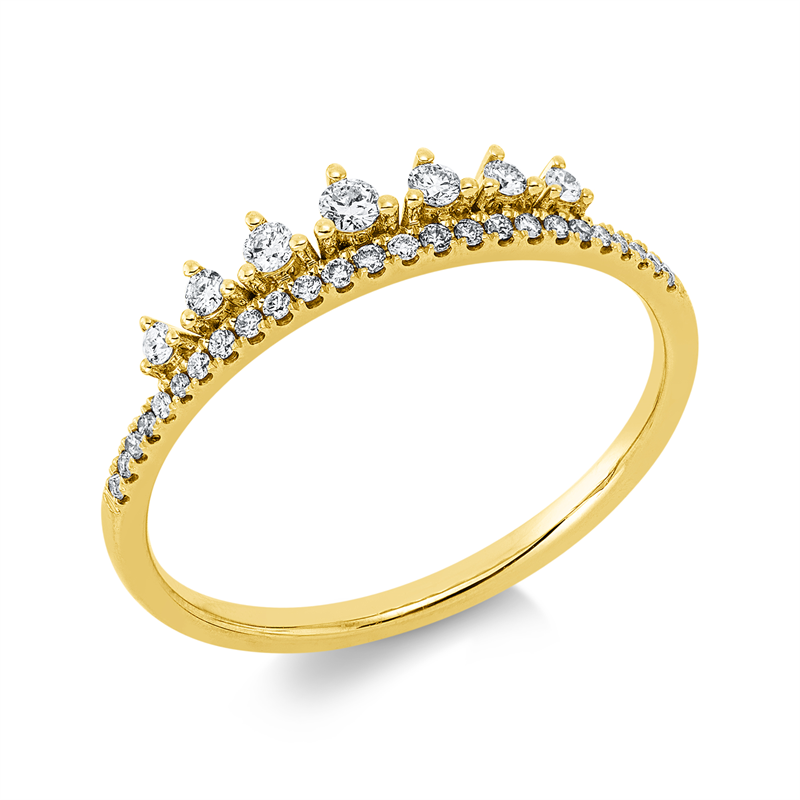Ring 18 kt GG, 7 Brill. 0,10 ct, TW-pi, 25 Brill. 0,08 ct, TW-pi