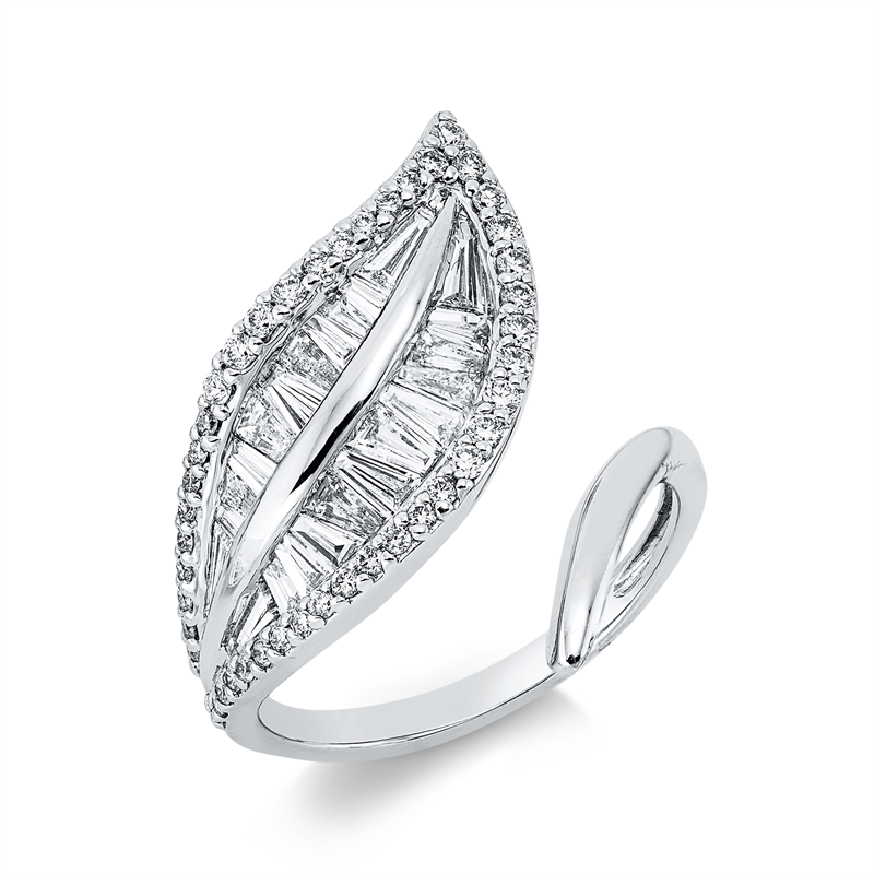 Ring 18 kt WG, 23 Trap. 0,77 ct, TW-vsi, 44 Brill. 0,29 ct, TW-si