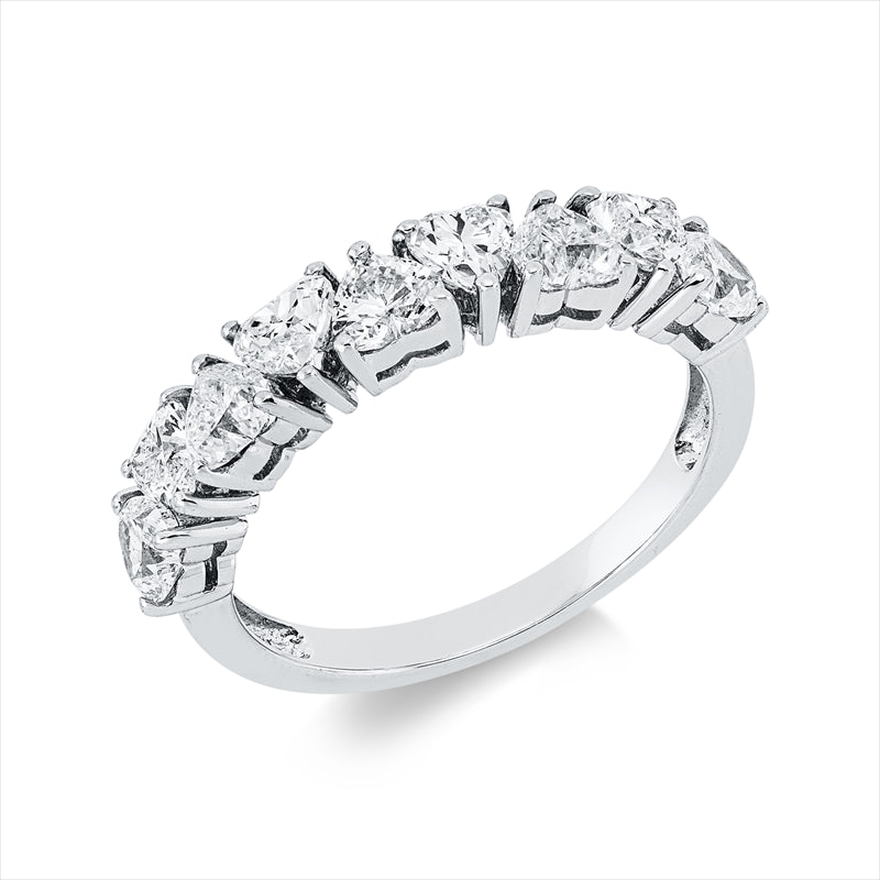 Ring 18 kt WG, 9 Herzschl. 1,56 ct, TW-vsi