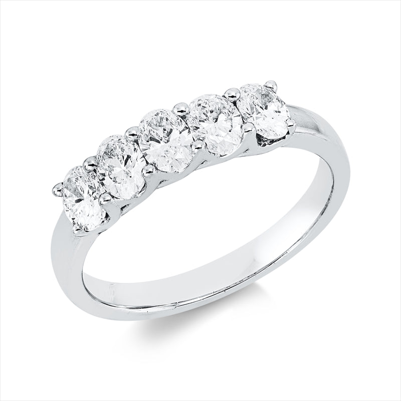 Ring 18 kt WG, 5 Oval 1,01 ct, TW-vsi
