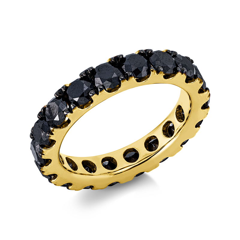 Ring 18 kt GG, Fassung teils schwarz rhodinie, 18 Brill. 4,21 ct, schwarz