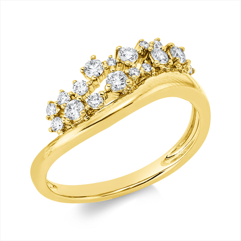 Ring 14 kt GG, 7 Brill. 0,10 ct, W-si/pi, 7 Brill. 0,25 ct, W-si/pi, 3 Brill. 0,02 ct, W-si/pi