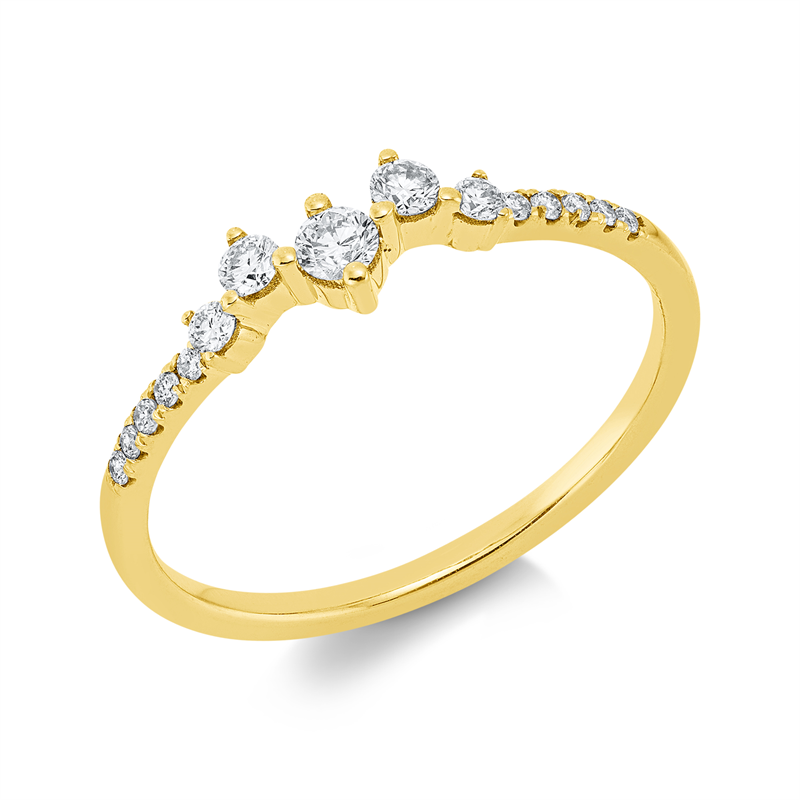 Ring 18 kt GG, 2 Brill. 0,03 ct, TW-si, 2 Brill. 0,06 ct, TW-si, 1 Brill. 0,07 ct, TW-si, 10 Brill. 0,05 ct, TW-si
