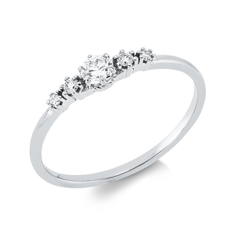 Ring 18 kt WG, 2 Brill. 0,04 ct, TW-si, 1 Brill. 0,14 ct, TW-si, 2 Brill. 0,02 ct, TW-si