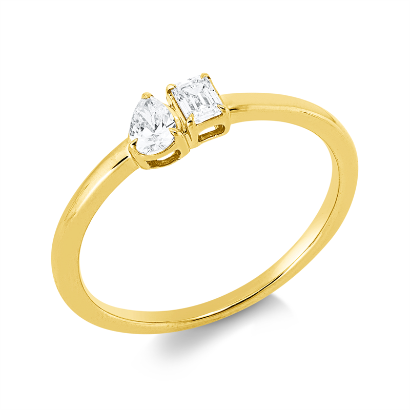 Ring 18 kt GG, 1 Tropfen 0,13 ct, TW-si, 1 Sm.schliff 0,13 ct, TW-si
