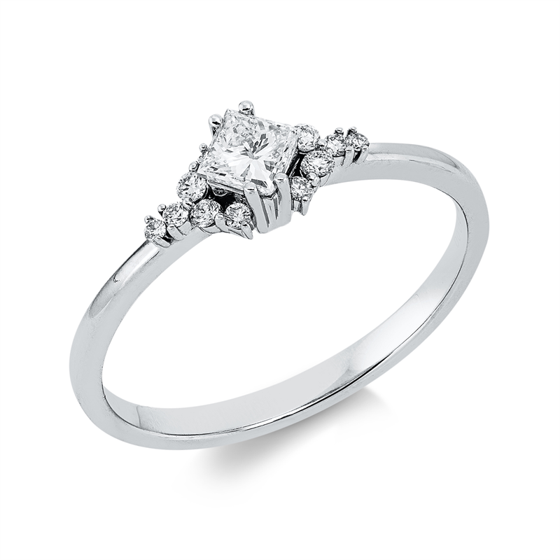 Ring 18 kt WG, 1 Princ. 0,23 ct, TW-si, 12 Brill. 0,09 ct, W-si