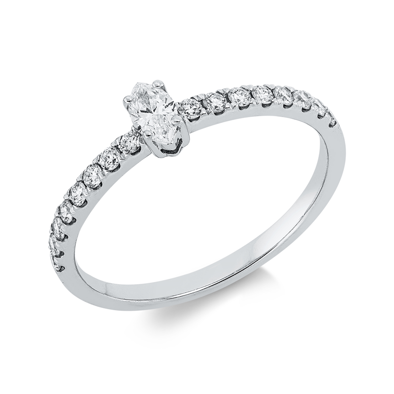 Ring 18 kt WG, 1 Nav. 0,15 ct, TW-si, 16 Brill. 0,23 ct, TW-si