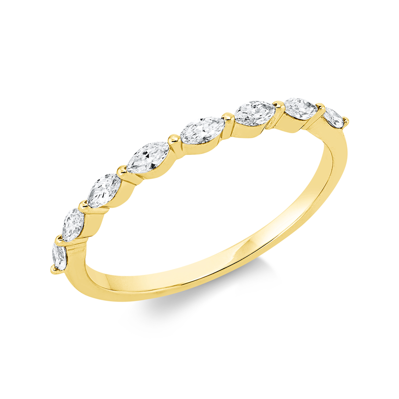 Ring 18 kt GG, 8 Nav. 0,33 ct, TW-si
