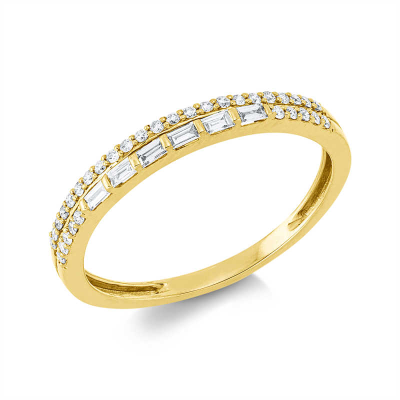 Ring 18 kt GG, 6 Bag. 0,09 ct, TW-si, 33 Brill. 0,12 ct, TW-si