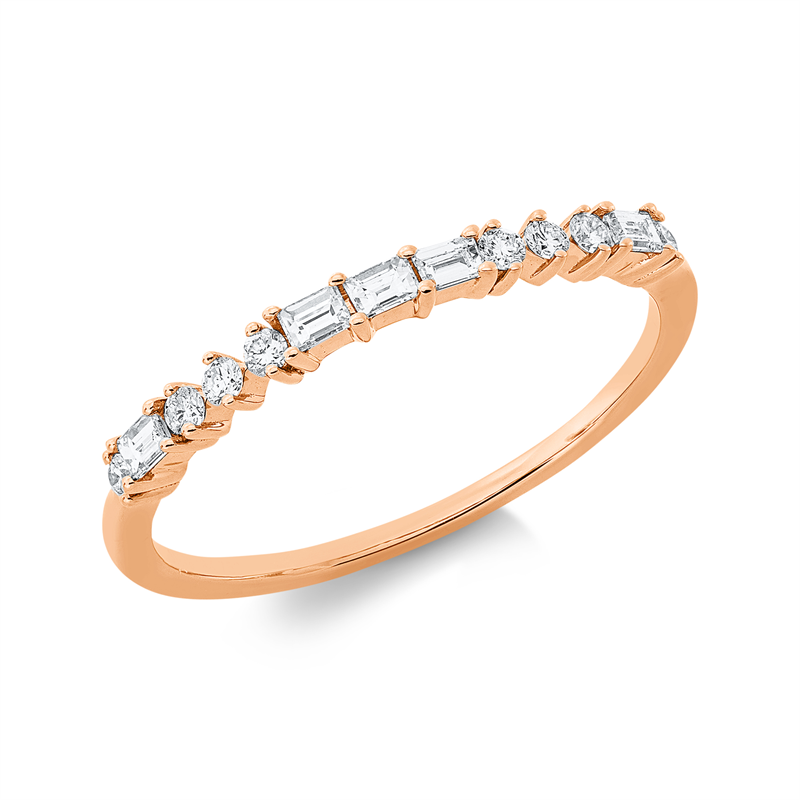 Ring 18 kt RG, 5 Bag. 0,15 ct, TW-si, 8 Brill. 0,10 ct, TW-si