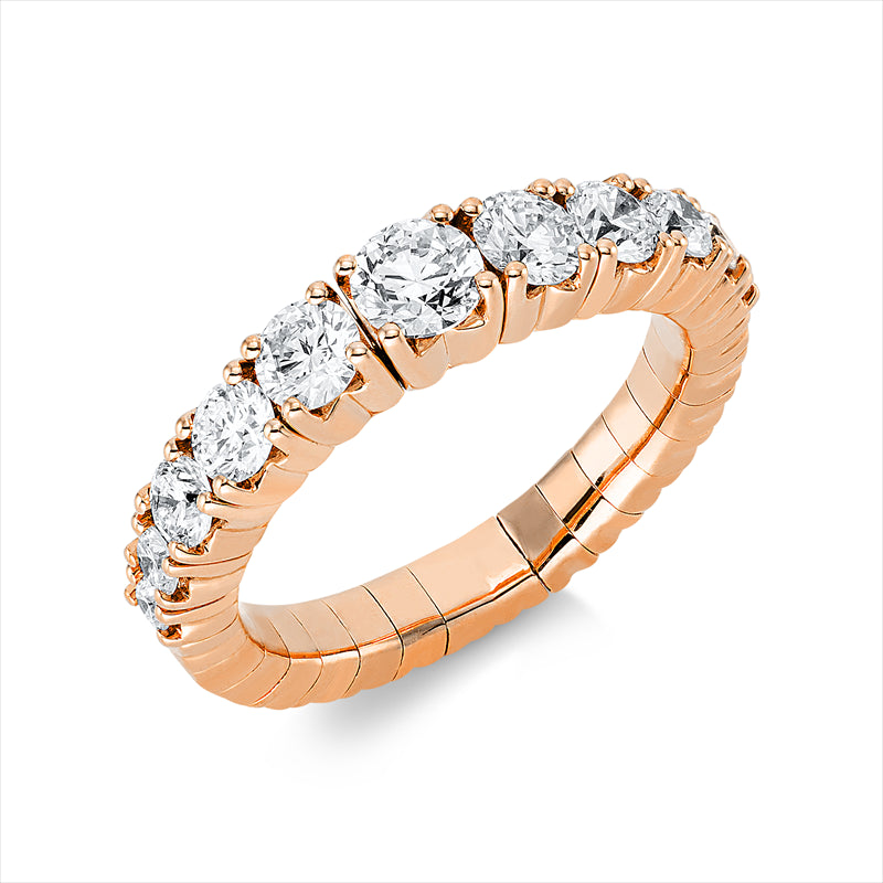 Ring 18 kt RG, Flex-Band, Größe variabel, 11 Brill. 1,25 ct, TW-si