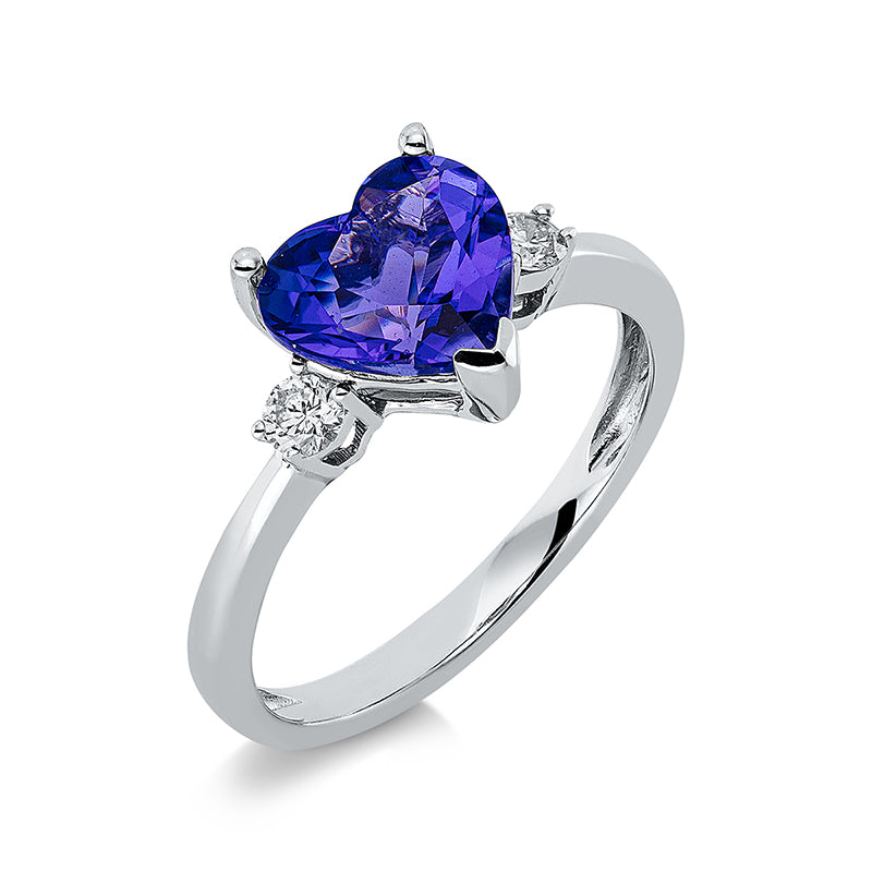Ring 14 kt WG, 2 Brill. 0,11 ct, TW-si, 1 Tansanit 2,36 ct blau