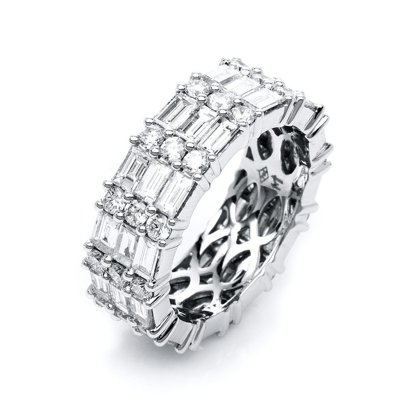 Ring 18 kt WG, 36 Trap. 2,92 ct, TW-si, 36 Brill. 1,30 ct, TW-si