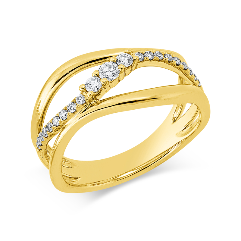 Ring 14 kt GG, 21 Brill. 0,22 ct, W-si/pi