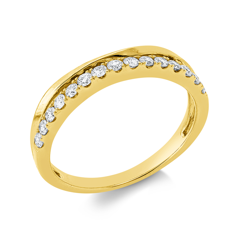 Ring 14 kt GG, 15 Brill. 0,32 ct, W-si/pi