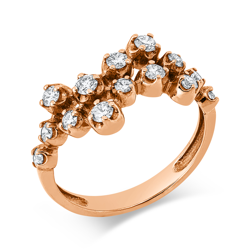 Ring 18 kt RG, 14 Brill. 0,52 ct, TW-si