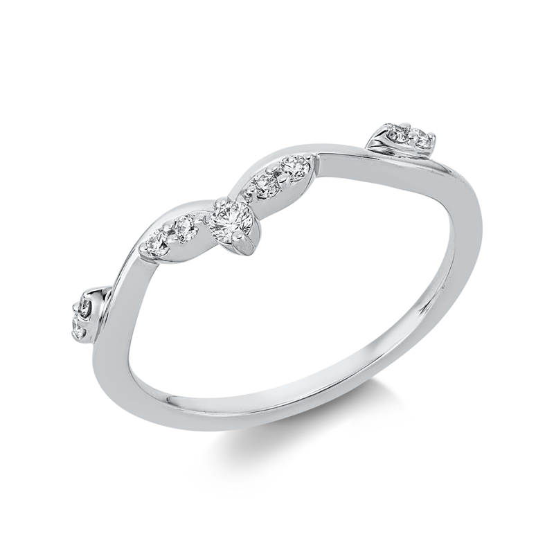 Ring 18 kt WG, 8 Brill. 0,09 ct, TW-si, 1 Brill. 0,04 ct, TW-si