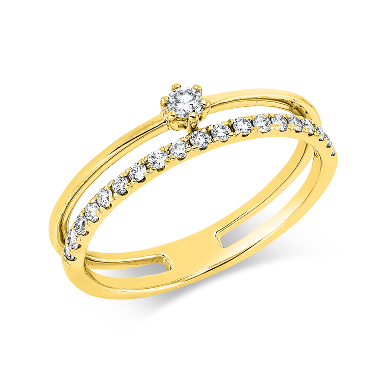 Ring 18 kt GG, 19 Brill. 0,19 ct, TW-si, 1 Brill. 0,06 ct, TW-si