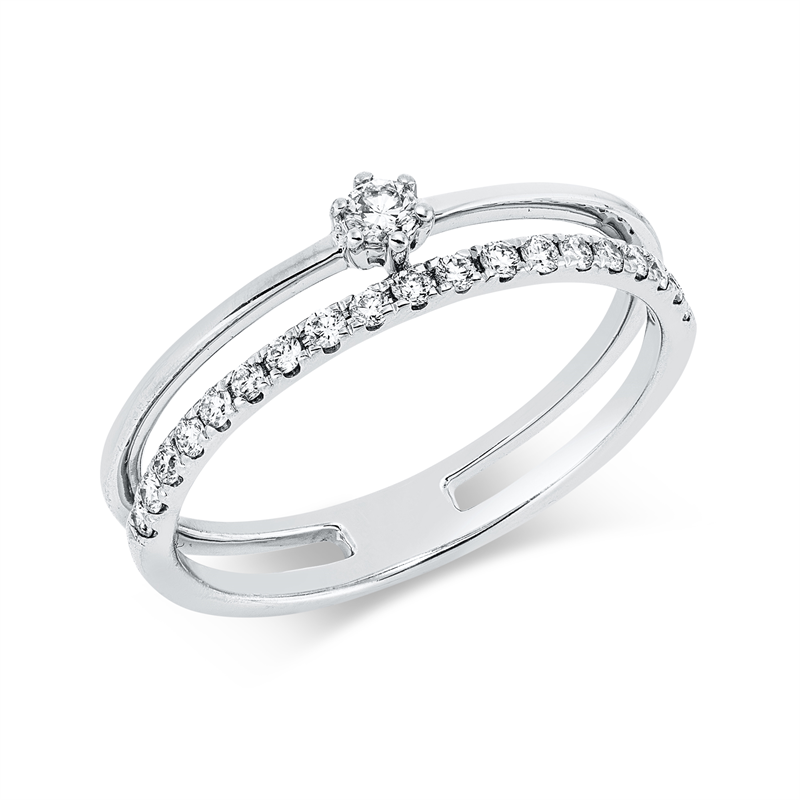 Ring 18 kt WG, 19 Brill. 0,19 ct, TW-si, 1 Brill. 0,06 ct, TW-si