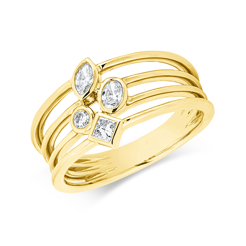 Ring 18 kt GG, 1 Nav. 0,09ct, TW-si, 1 Princ. 0,09ct, TW-si, 1 Oval 0,14ct, TW-si, 1 Brill. 0,05ct, TW-si