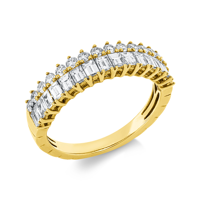 Ring 18 kt GG, 15 Bag. 0,71 ct, TW-si, 15 Brill. 0,32 ct, TW-si