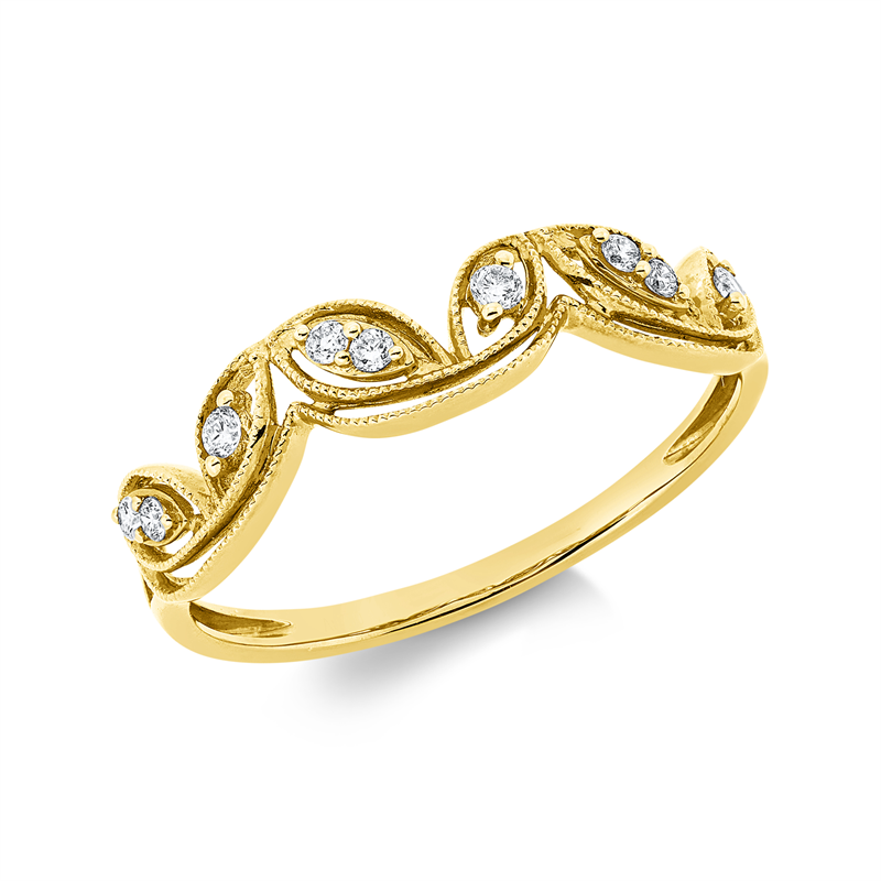 Ring 18 kt GG, 9 Brill. 0,09 ct, TW-si