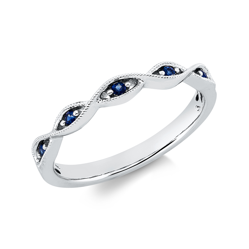 Ring 18 kt WG, 5 Saphire 0,07 ct blau