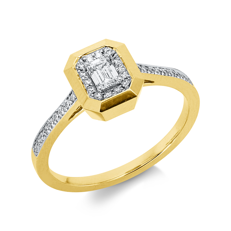 Ring 18 kt GG+WG, 1 Sm.schliff 0,17 ct, F-vsi, 32 Brill. 0,12 ct, F-vsi