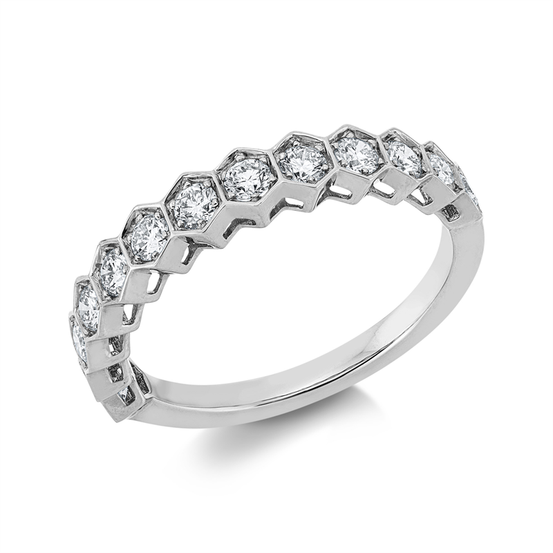Ring 18 kt WG, 13 Brill. 0,61 ct, TW-vsi
