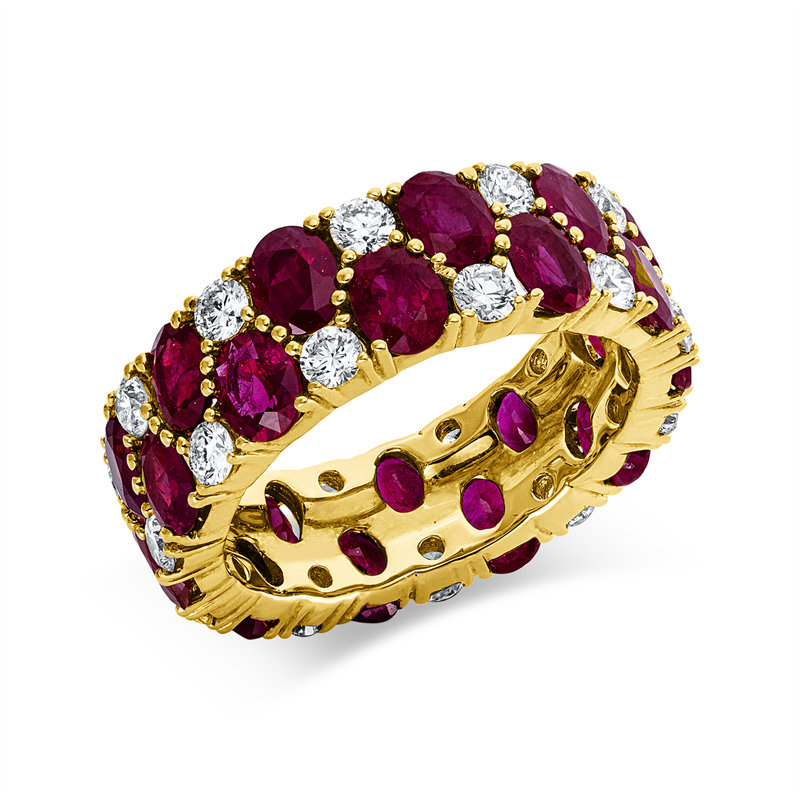 Ring 18 kt GG, 22 Brill. 1,22 ct, TW-vsi/si, 22 Rubine 5,70 ct rot