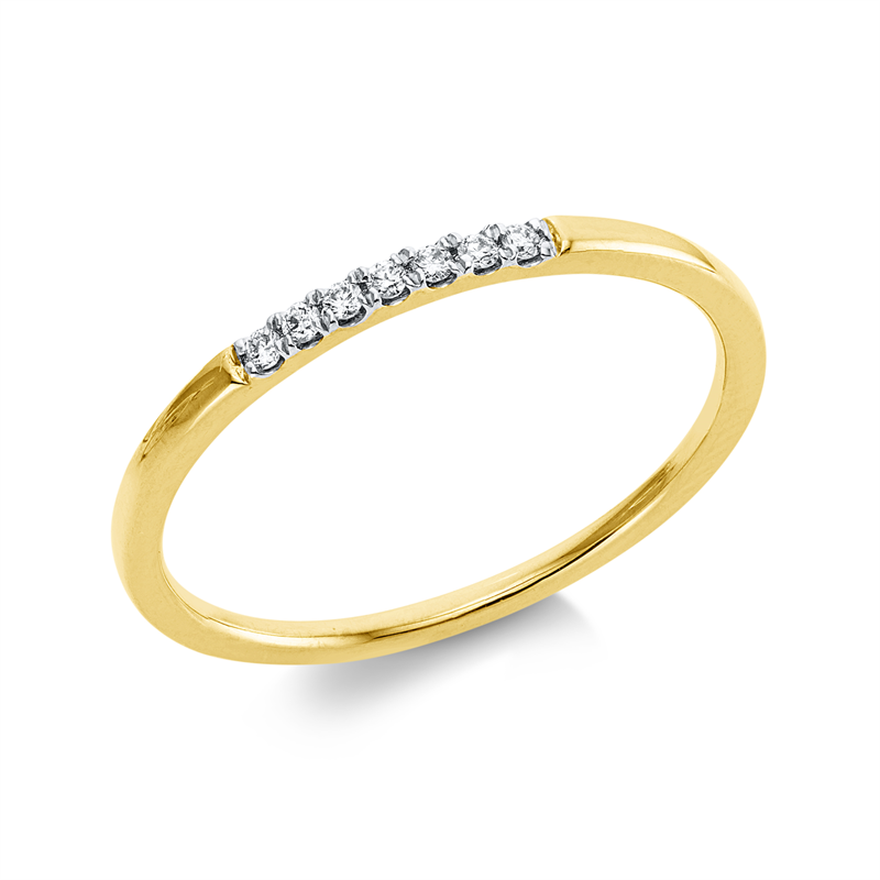 Ring 18 kt GG, Fassung rhodiniert, 7 Brill. 0,05 ct, TW-pi
