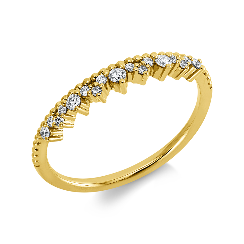 Ring 18 kt GG, 12 Brill. 0,06 ct, TW-si, 2 Brill. 0,04 ct, TW-si, 3 Brill. 0,04 ct, TW-si
