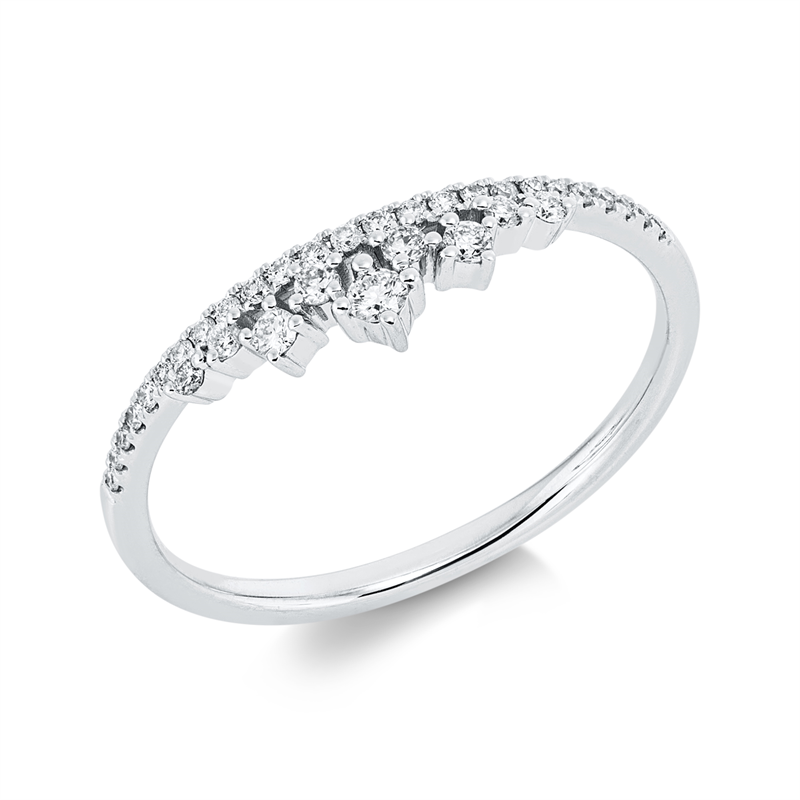 Ring 18 kt WG, 5 Brill. 0,08 ct, TW-pi, 29 Brill. 0,10 ct, TW-pi
