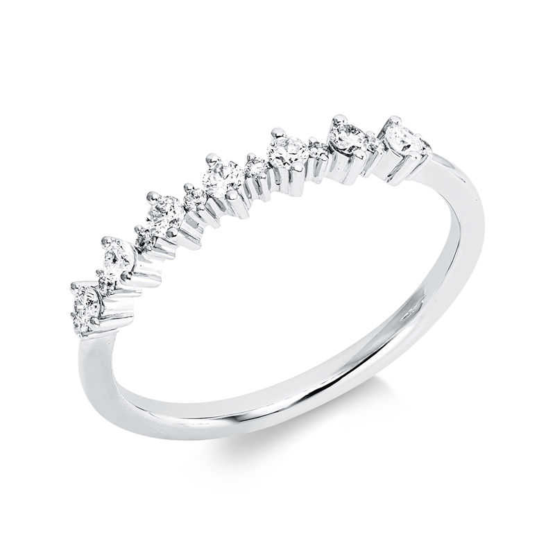 Ring 18 kt WG, 7 Brill. 0,18 ct, TW-pi, 8 Brill. 0,04 ct, TW-pi