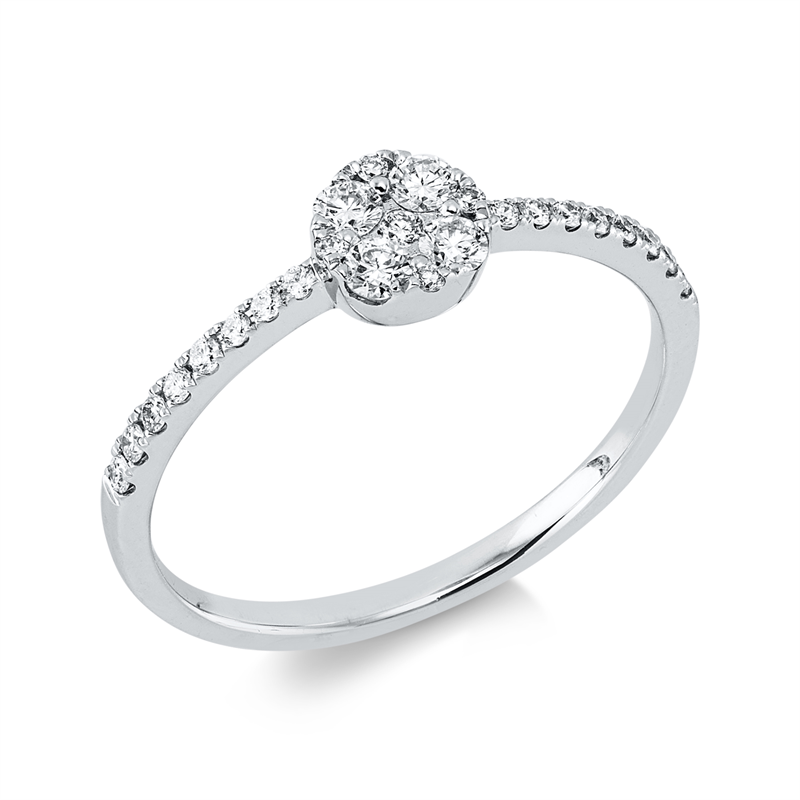 Ring 18 kt WG, 4 Brill. 0,14 ct, TW-si, 21 Brill. 0,12 ct, TW-si