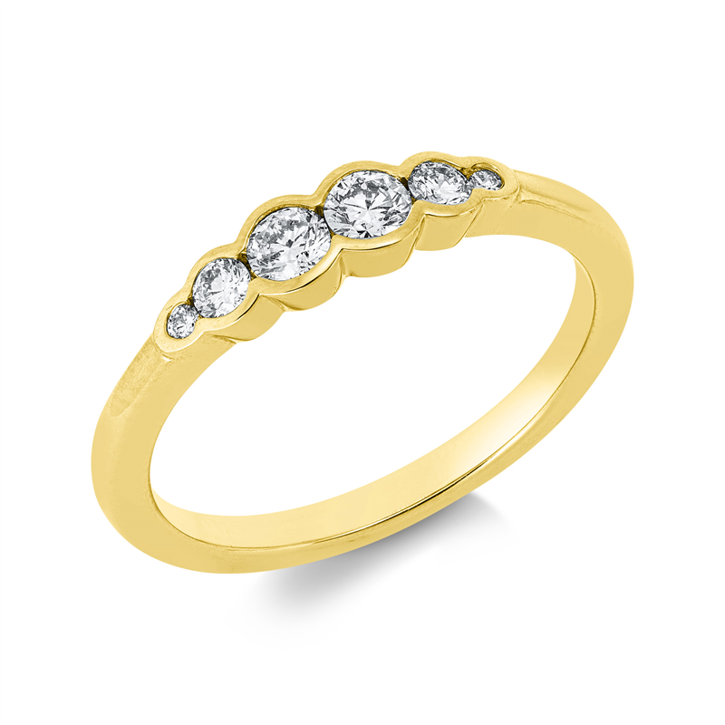 Ring 18 kt GG, 2 Brill. 0,09 ct, TW-si, 2 Brill. 0,02 ct, TW-si, 2 Brill. 0,20 ct, TW-si
