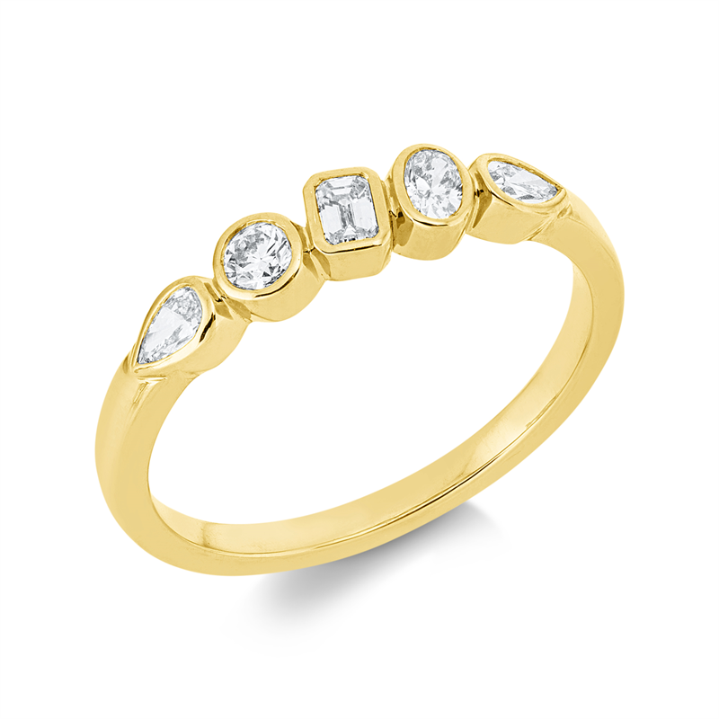 Ring 18 kt GG, 1 Brill. 0,08 ct, TW-si, 1 Sm.schliff 0,08 ct, TW-si, 1 Oval 0,08 ct, TW-si, 2 Tropfen 0,16 ct, TW-si