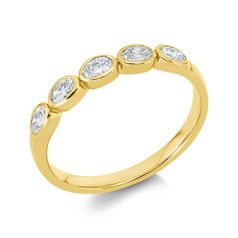 Ring 18 kt GG, 5 Oval 0,40 ct, TW-si