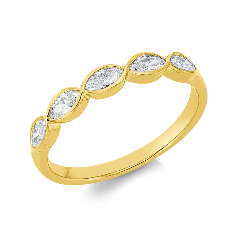 Ring 18 kt GG, 5 Nav. 0,40 ct, TW-si