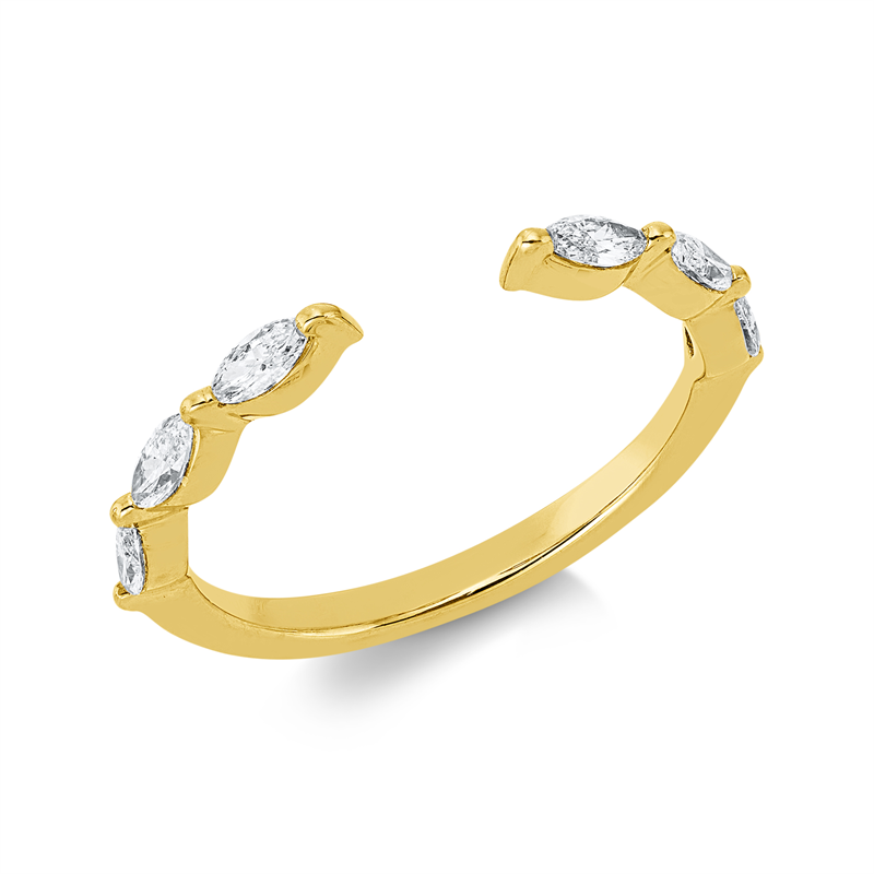 Ring 18 kt GG, 6 Nav. 0,40 ct, TW-si