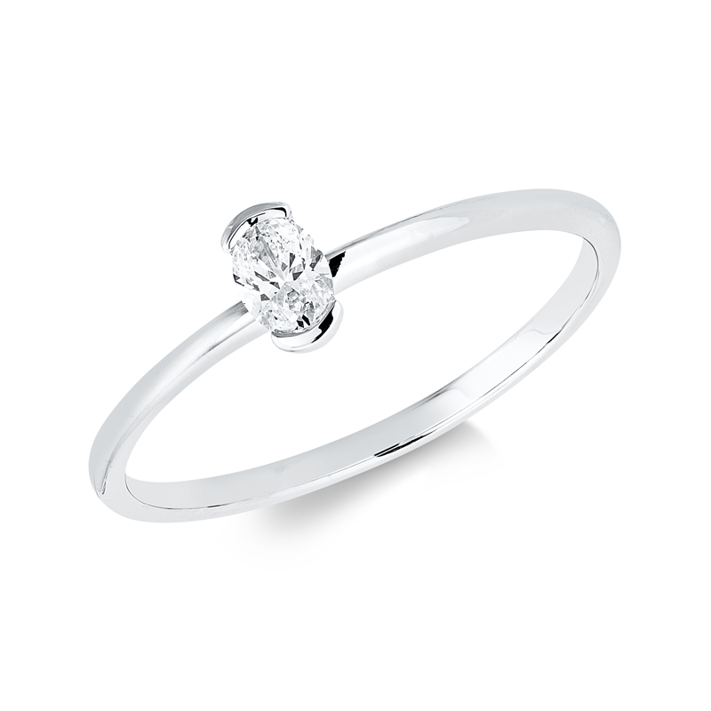 Ring 18 kt WG, 1 Oval 0,15 ct, TW-si