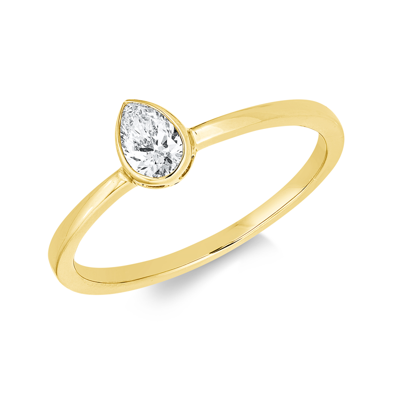 Ring 18 kt GG, 1 Tropfen 0,32 ct, TW-si