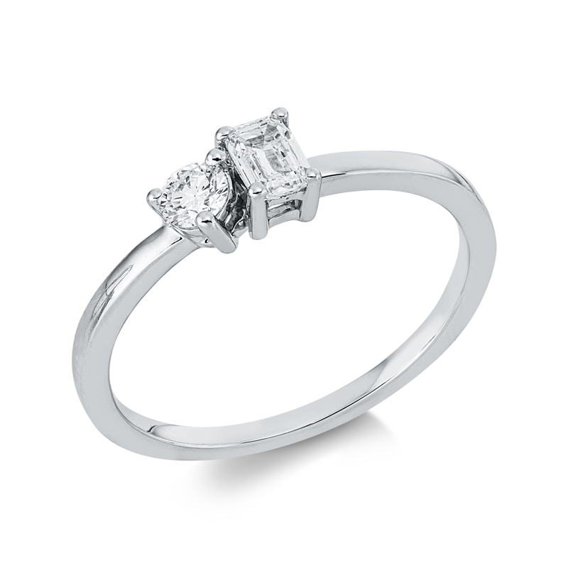 Ring 18 kt WG, 1 Sm.schliff 0,20 ct, TW-si, 1 Brill. 0,14 ct, TW-si