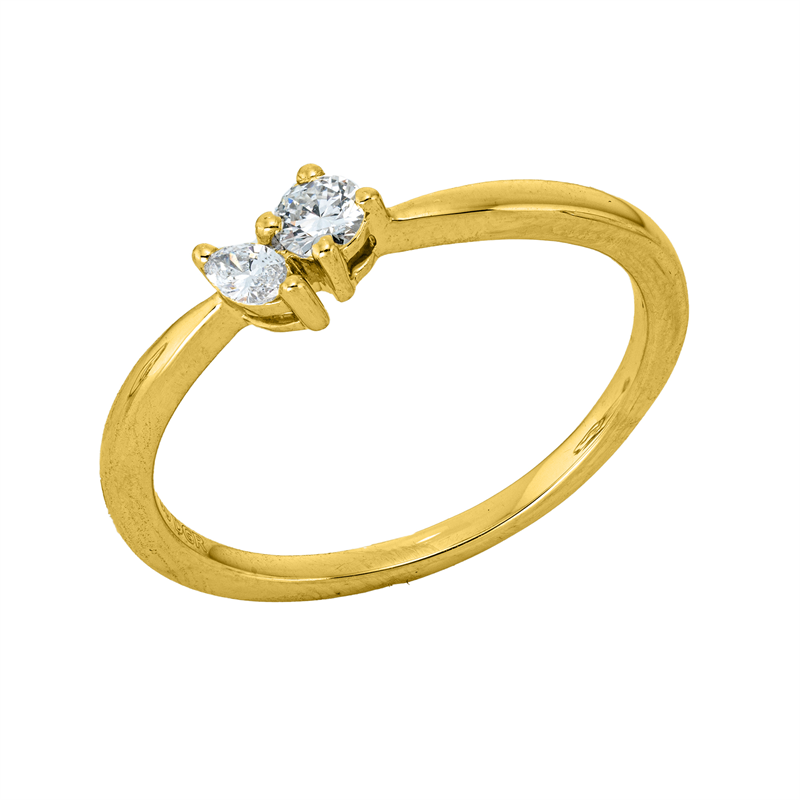 Ring 18 kt GG, 1 Nav. 0,05 ct, TW-si, 1 Brill. 0,10 ct, TW-si