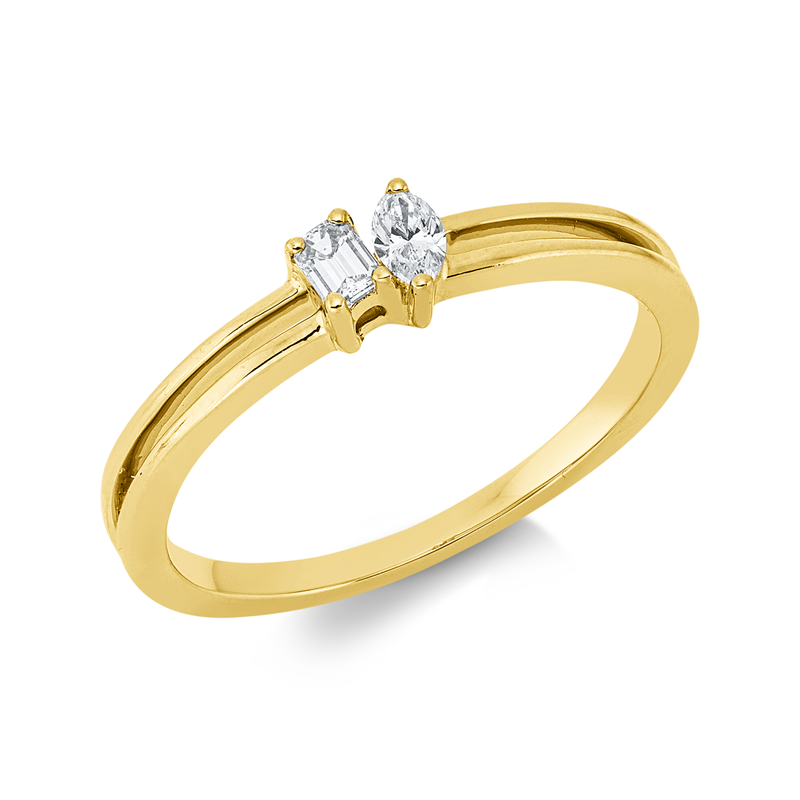 Ring 18 kt GG, 1 Sm.schliff 0,09 ct, TW-si, 1 Nav. 0,08 ct, TW-si