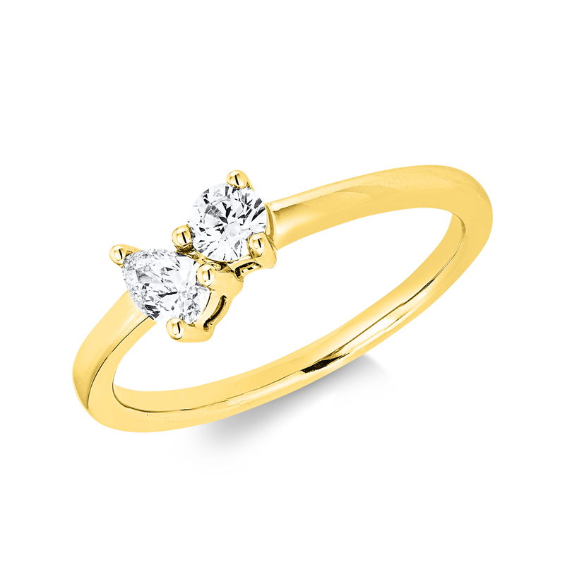 Ring 18 kt GG, 1 Tropfen 0,19 ct, TW-si, 1 Brill. 0,17 ct, TW-si