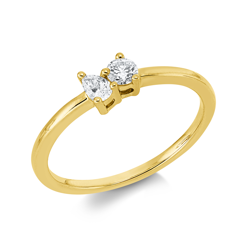 Ring 18 kt GG, 1 Tropfen 0,08 ct, TW-si, 1 Brill. 0,12 ct, TW-si