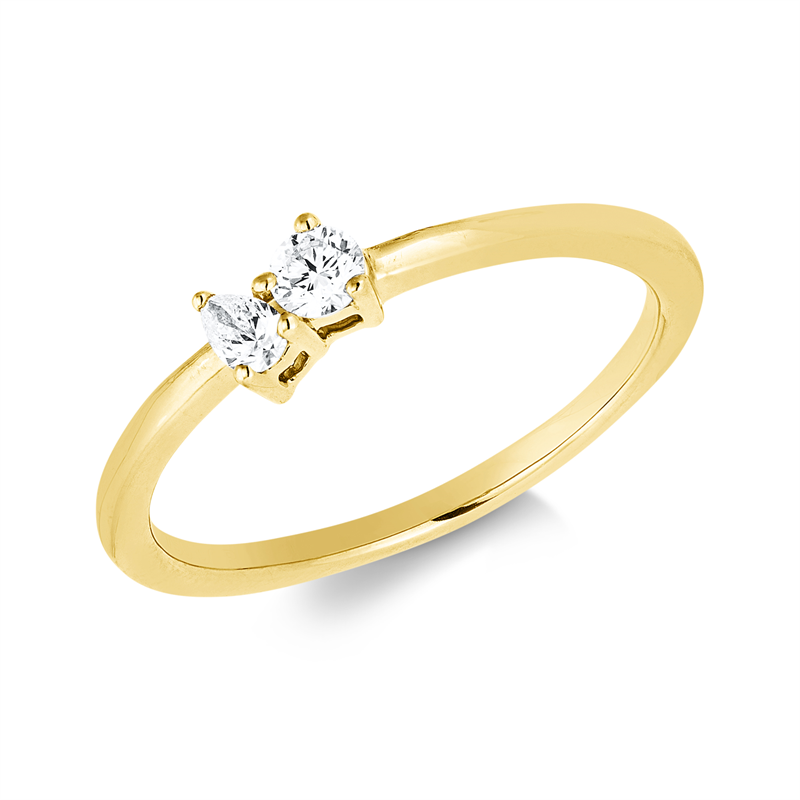 Ring 18 kt GG, 1 Tropfen 0,06 ct, TW-si, 1 Brill. 0,12 ct, TW-si
