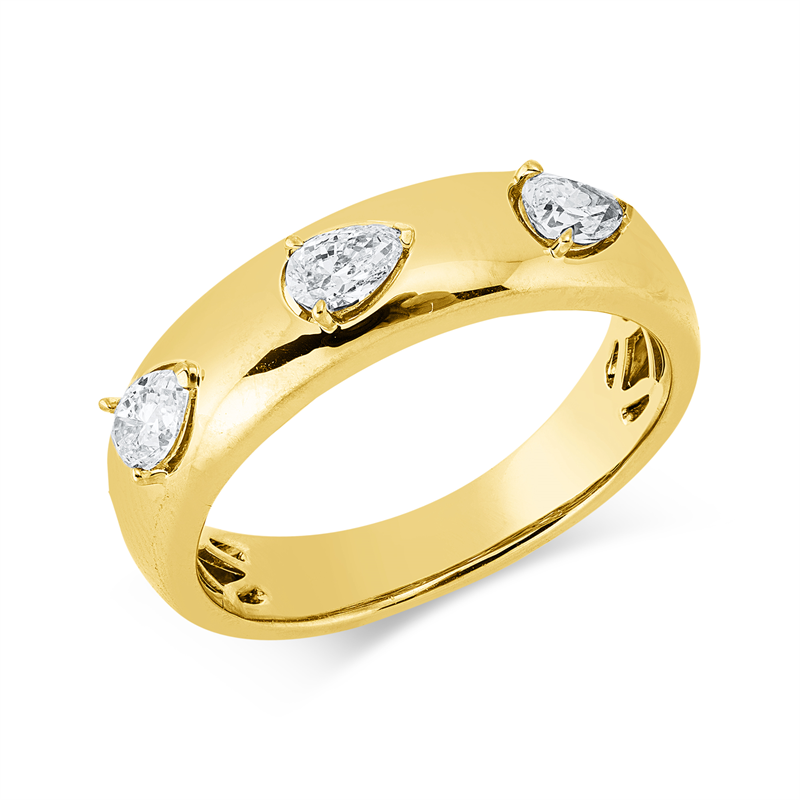 Ring 18 kt GG, 3 Tropfen 0,42 ct, TW-si